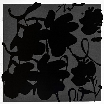 Work: Donald Sultan LANTERN FLOWERS, BLACK AND GRAY, OCT 4, 2017; edition 11/30