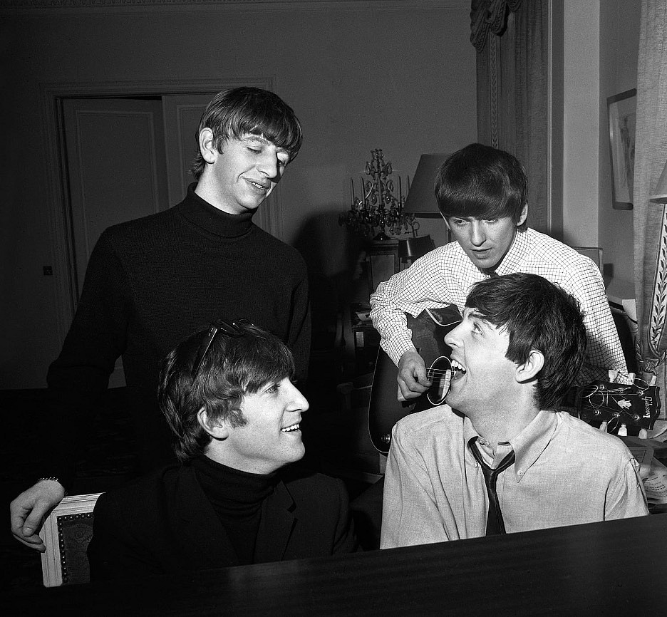 Harry Benson, Beatles Composing #3, George V Hotel, Paris; edition 14/35, 1964
Archival Pigment Photograph,  37 x 45 inches framed
“It seemed John and Paul could compose anywhere. They would wander over to the piano, sit down, and start playing, taking no notice of what was going on around them. Here in their George V Hotel suite they were composing “I Feel Fine.” George and Ringo wandered over and started to join in. It was fascinating to watch how intense they were while creating a song.” – Harry Benson
BENS00087
$22,500